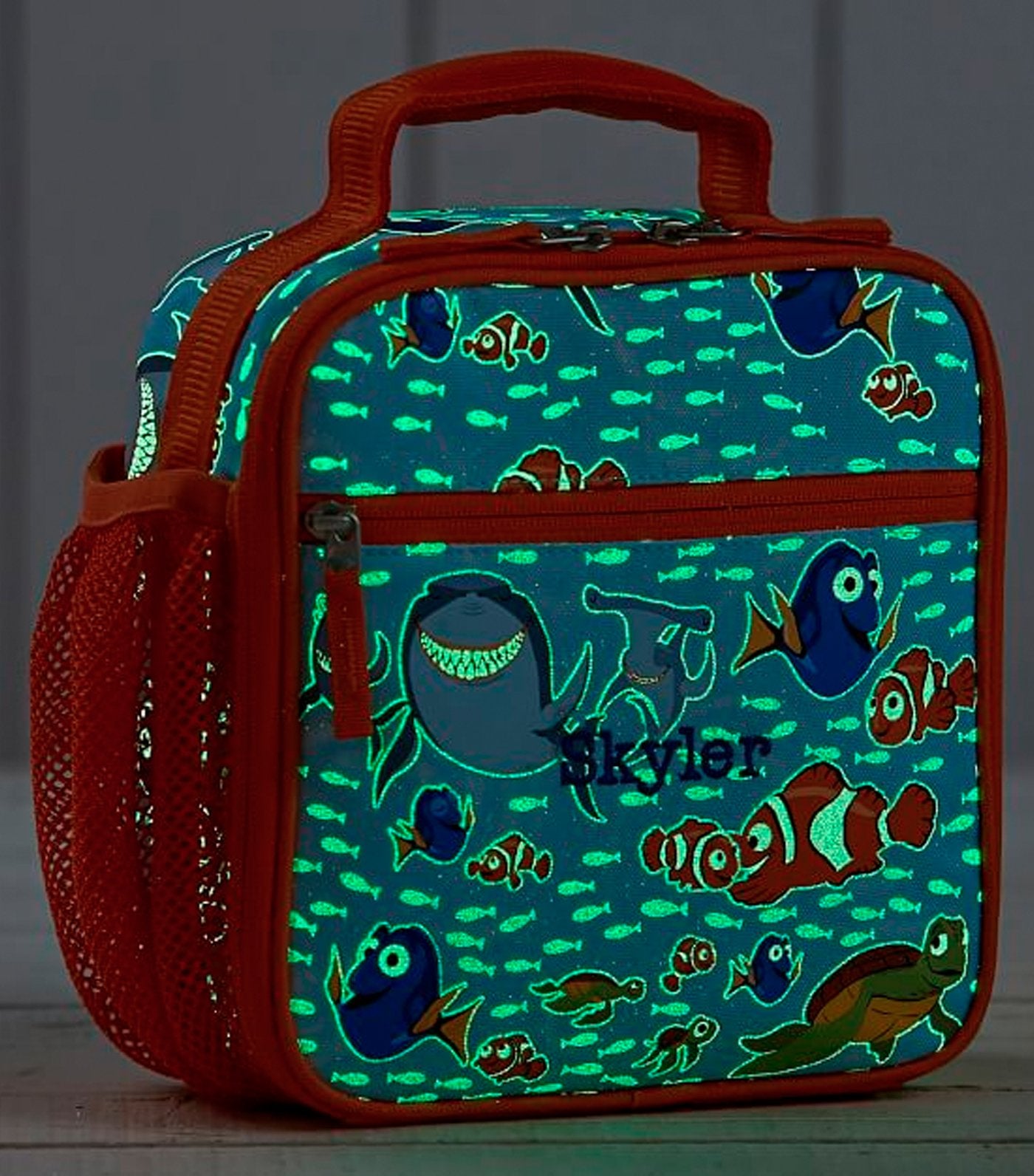 pottery barn kids mackenzie disney and pixar finding nemo glow-in-the-dark classic lunch bag