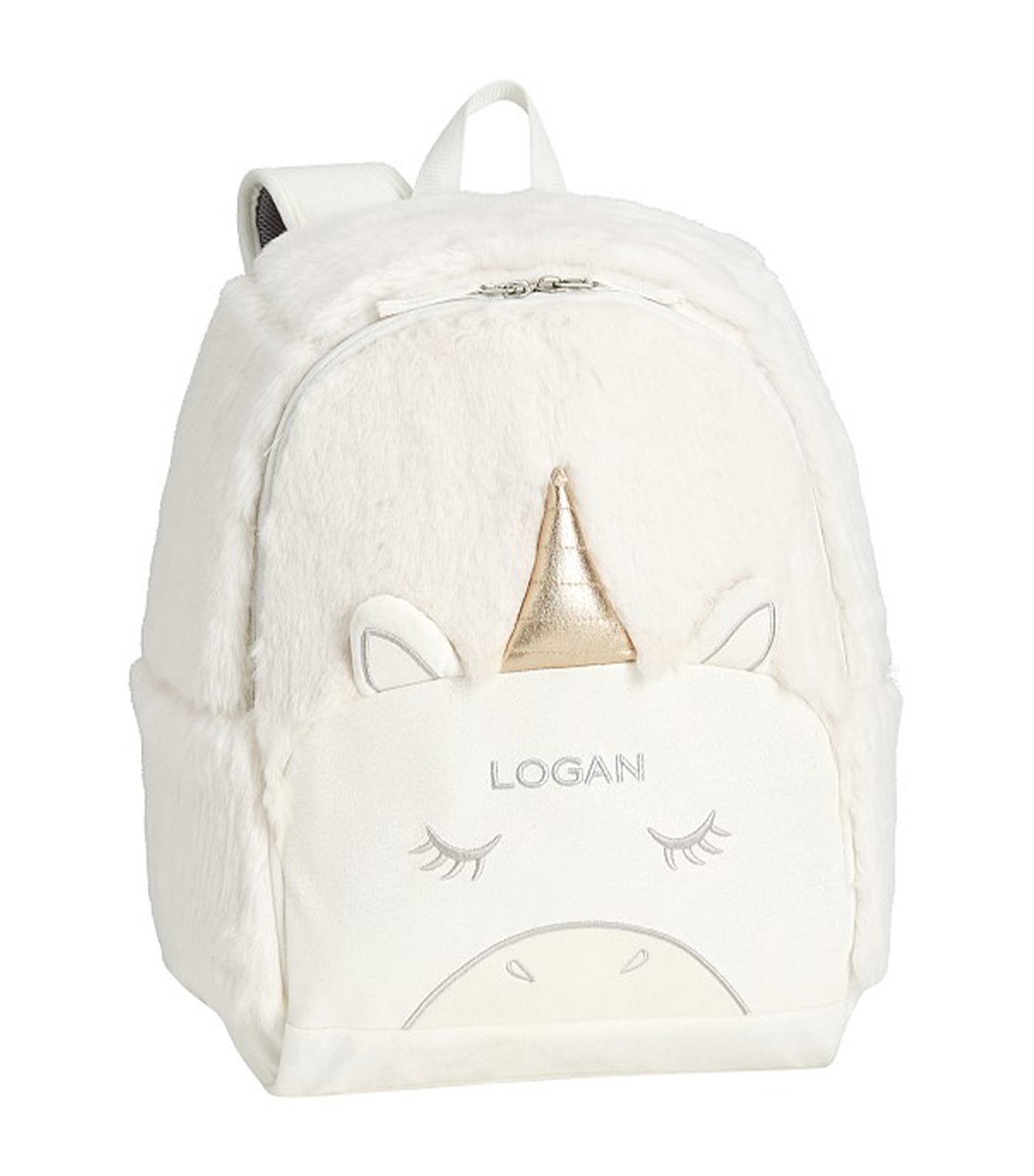 pottery barn kids white mackenzie unicorn fur critter backpack 