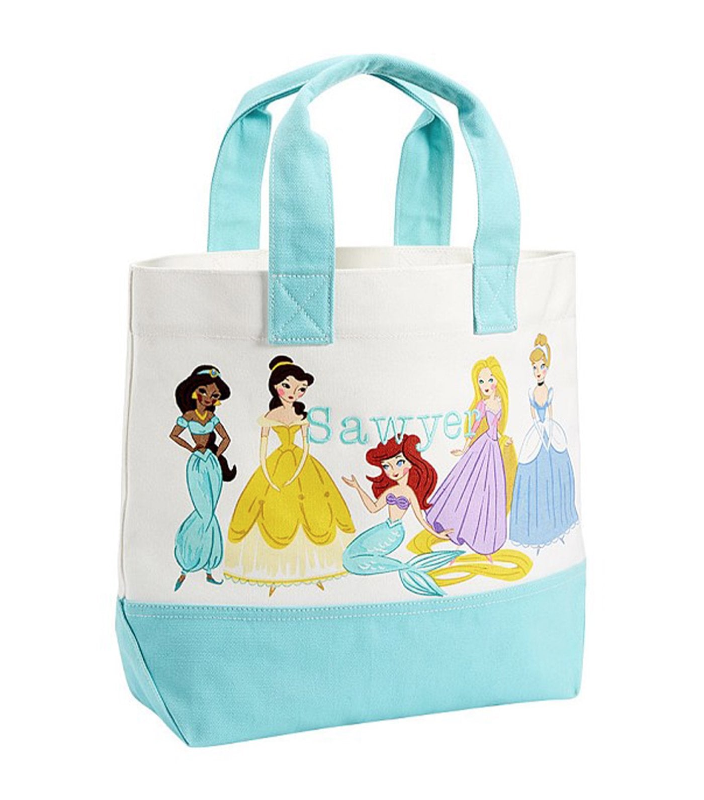 pottery barn kids aqua disney princess tote 
