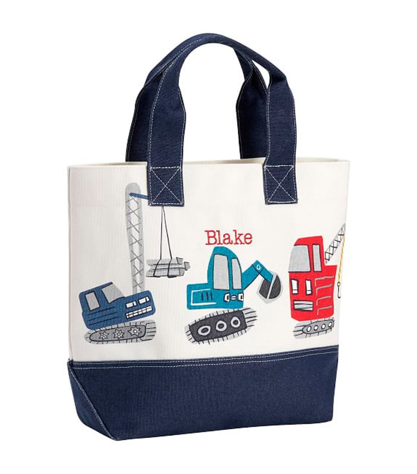 pottery barn kids navy jax construction tote 