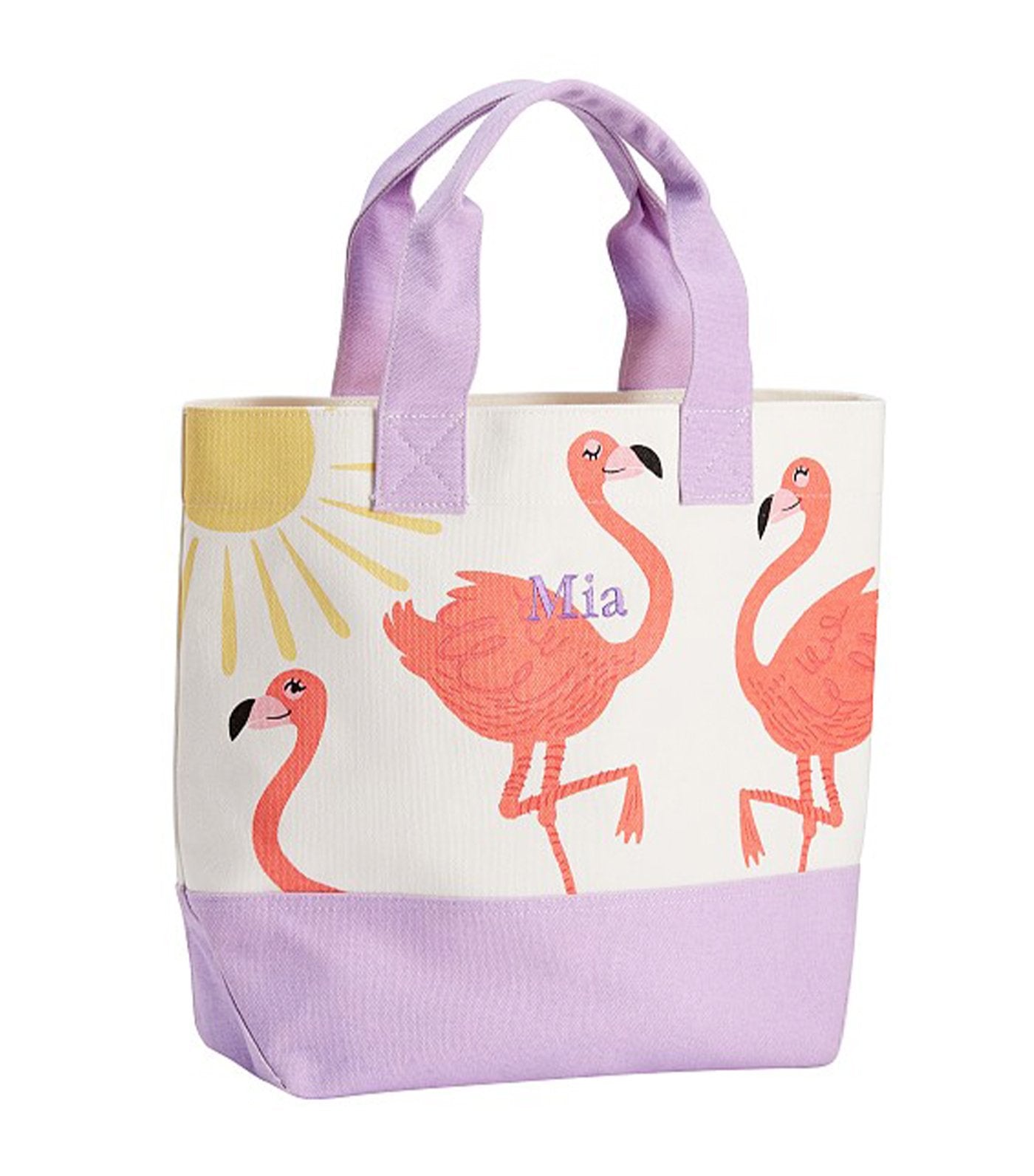 pottery barn kids lavender flamingo tote