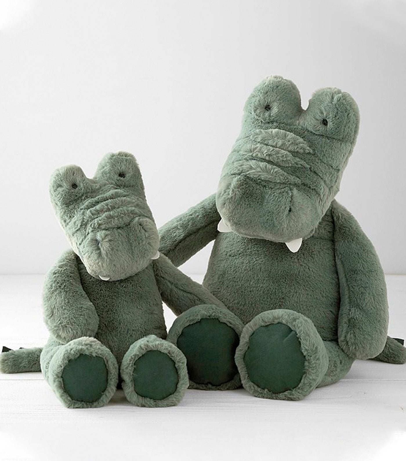 pottery barn kids green alligator plush toy 