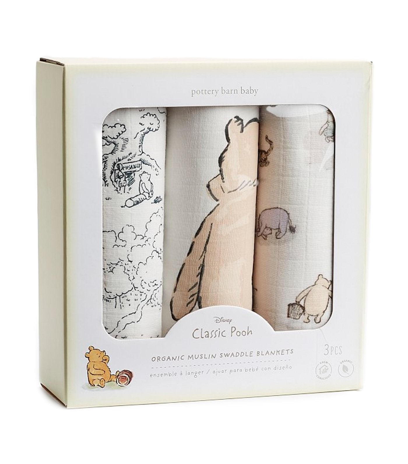 pottery barn kids disney winnie the pooh organic muslin swaddle set