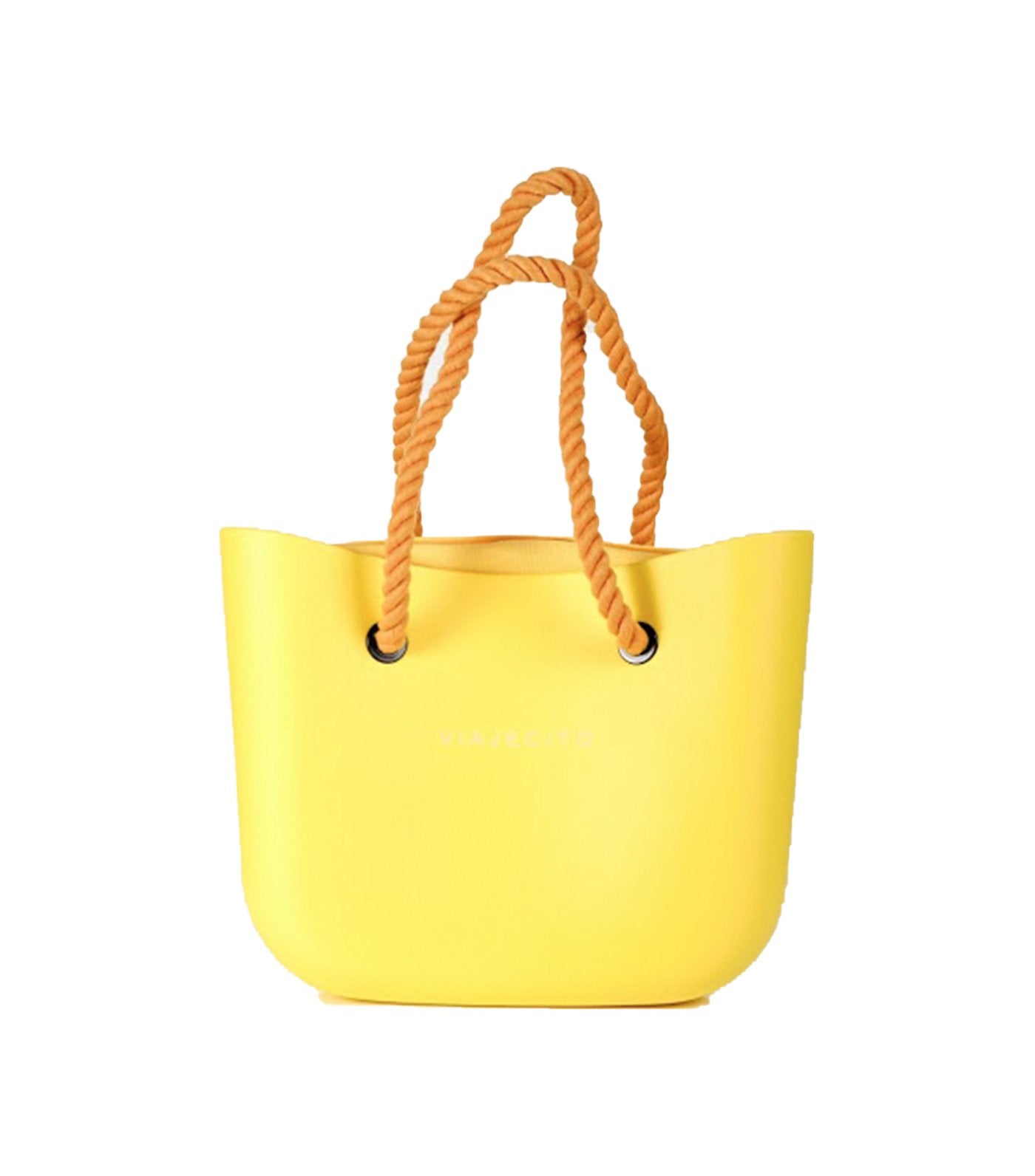 viajecito classic monochrome beach tote bag yellow
