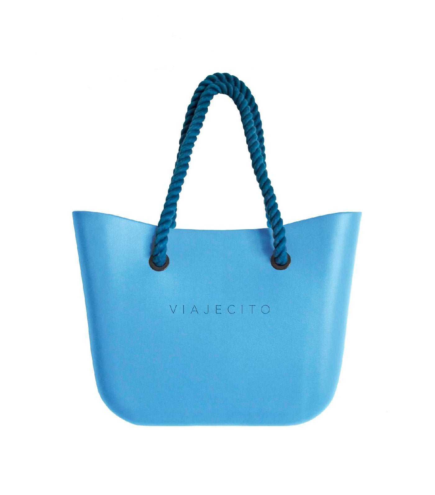 viajecito classic monochrome beach tote bag blue