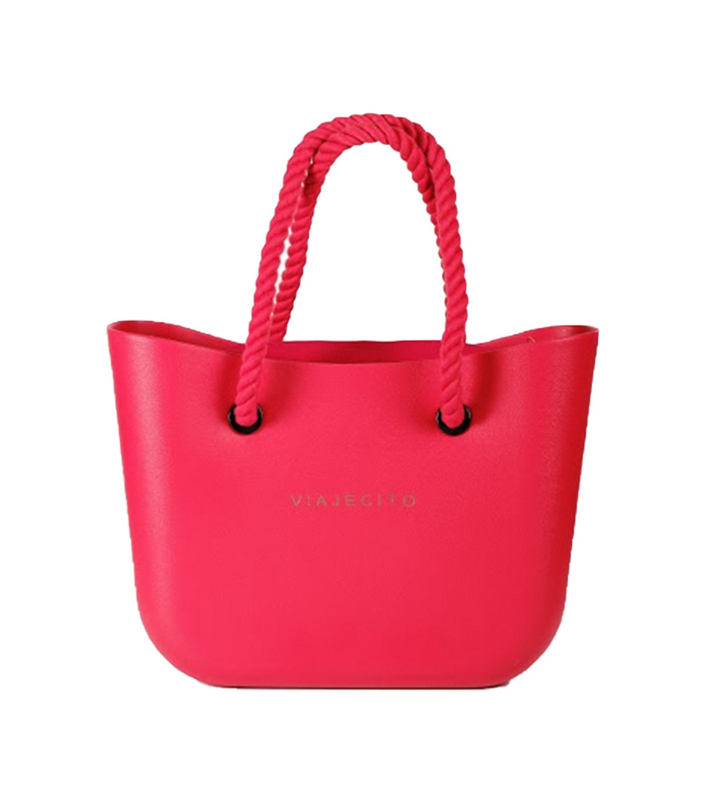 viajecito classic monochrome beach tote bag coral