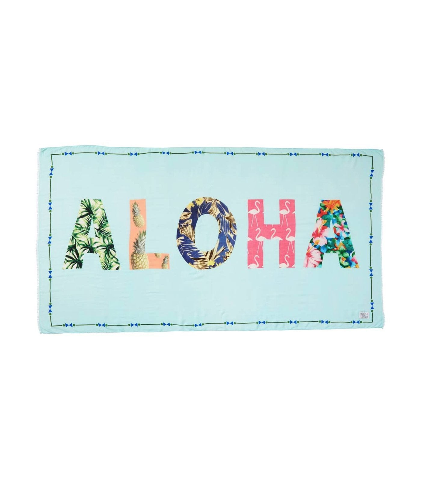 wander by virginia wolf aloha word wrap scarf light blue
