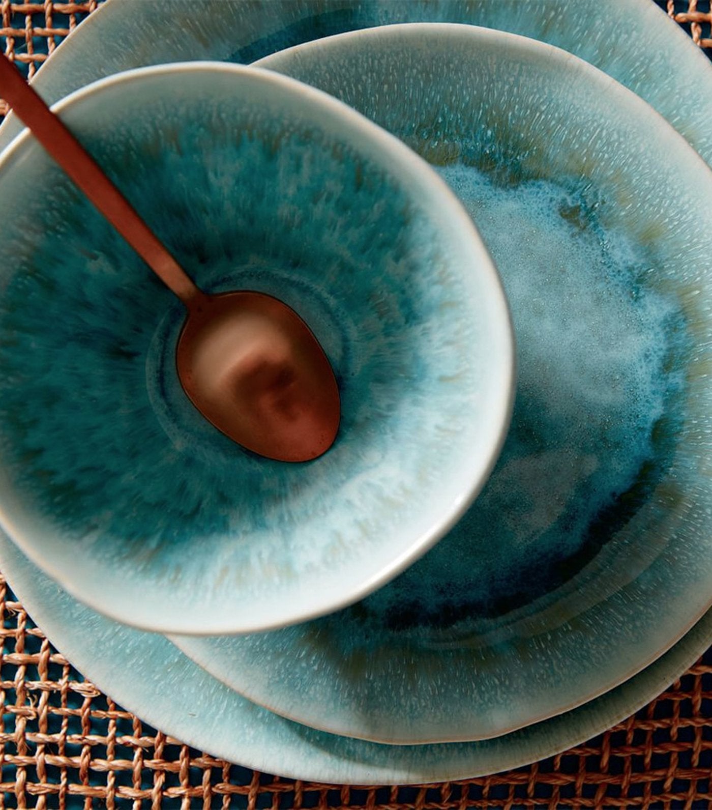 west elm dusty mint reactive glaze dinnerware collection