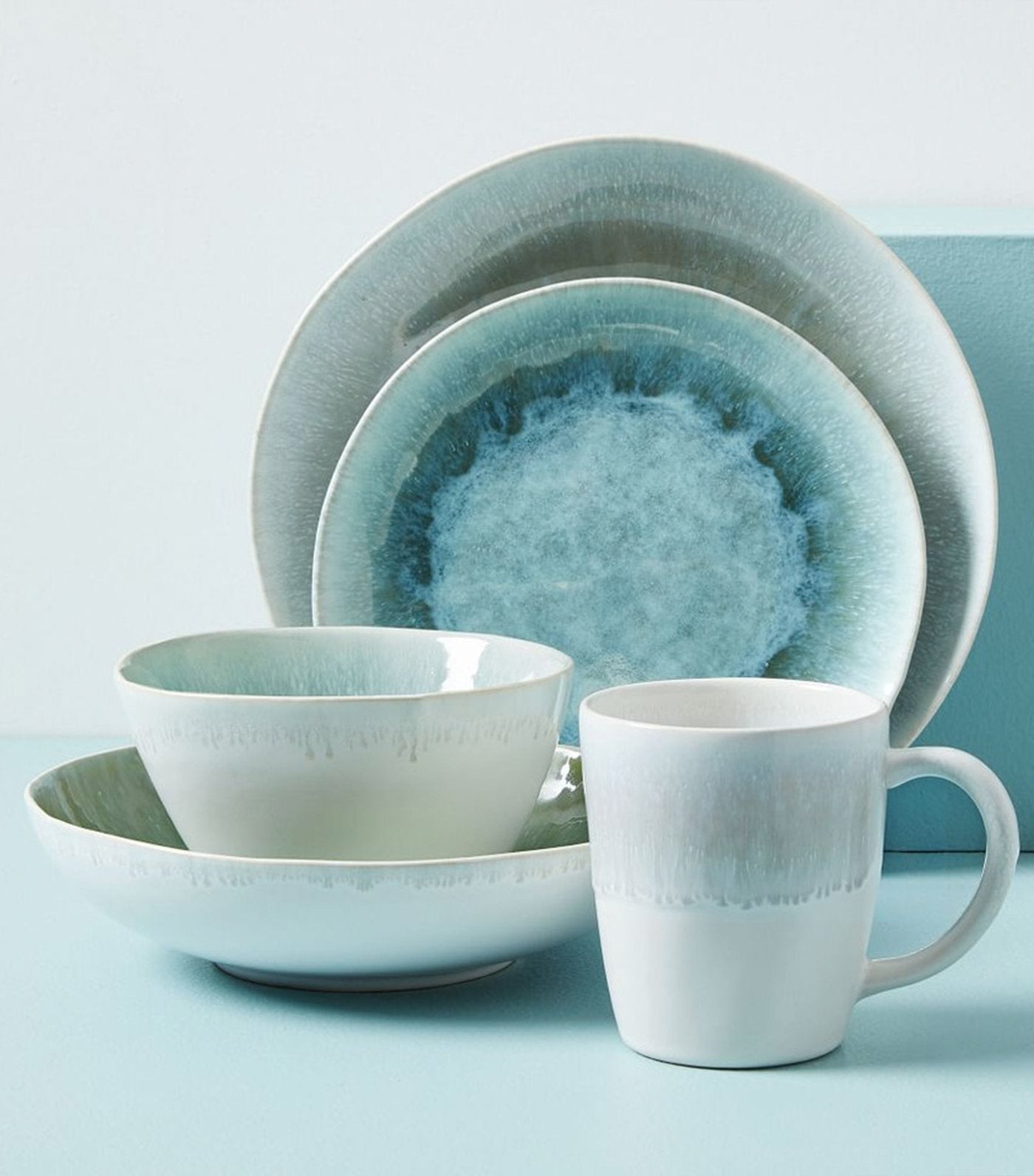 west elm dusty mint reactive glaze dinnerware collection