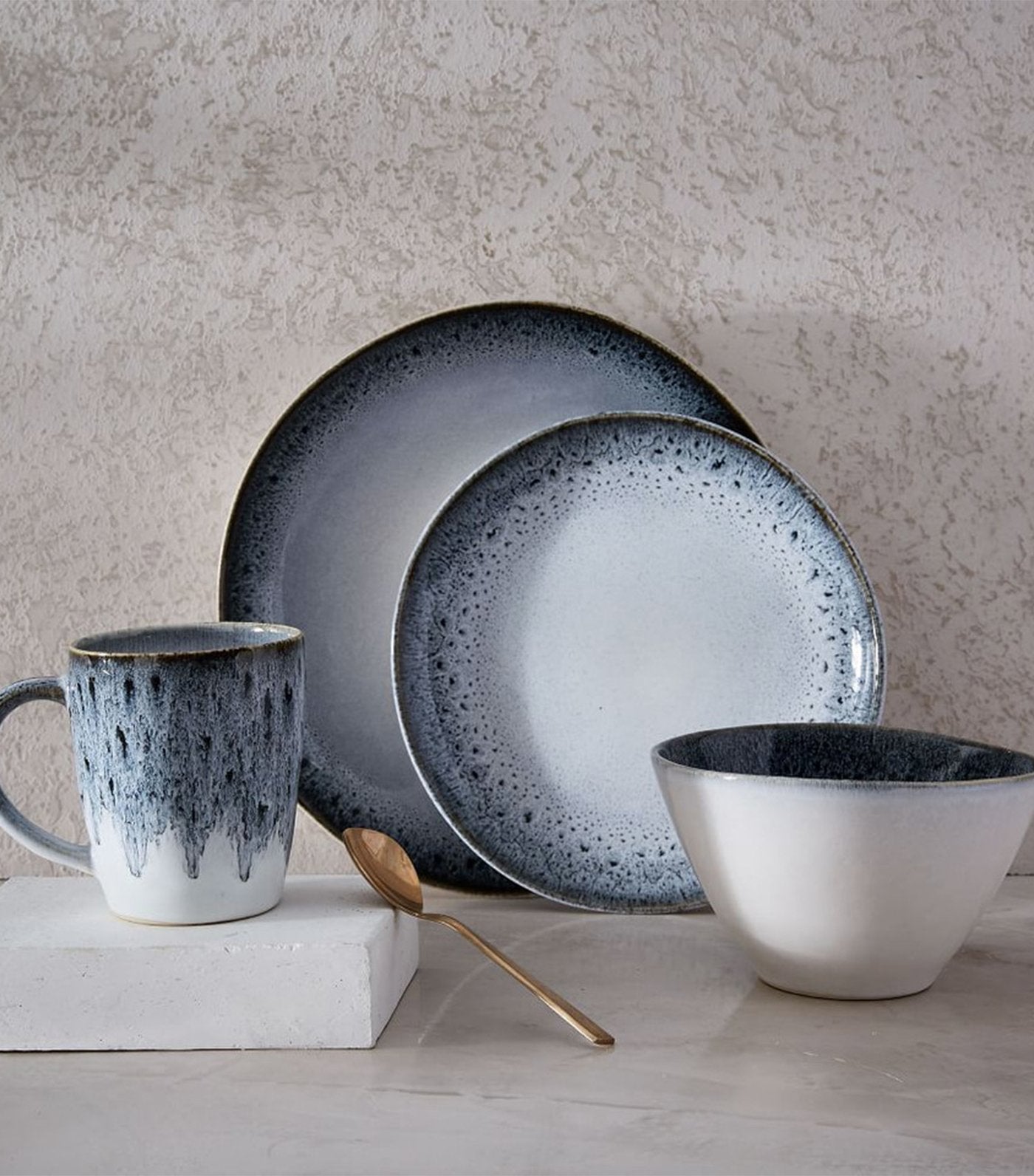 west elm Reactive Glaze Dinnerware Collection - Black/White