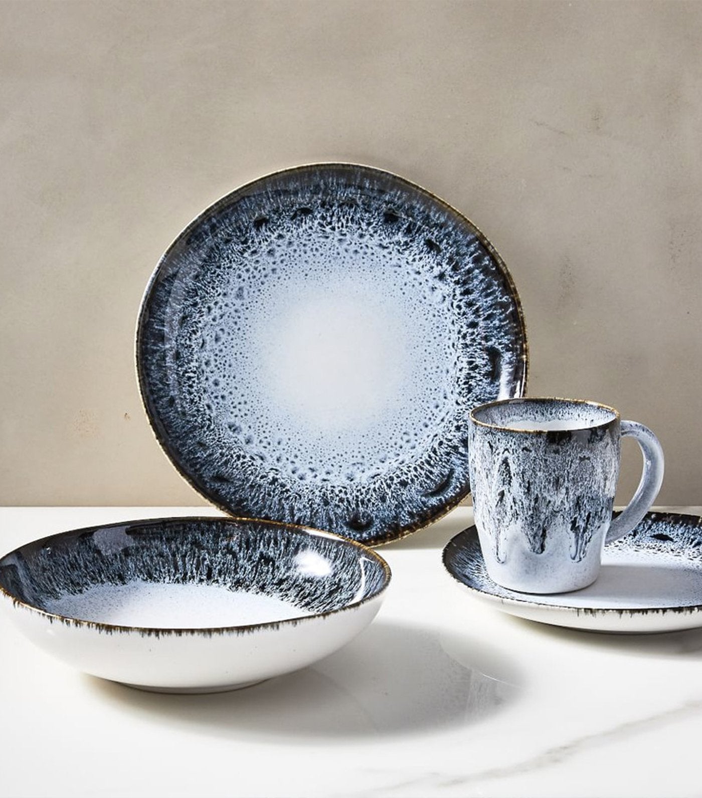 west elm Reactive Glaze Dinnerware Collection - Black/White